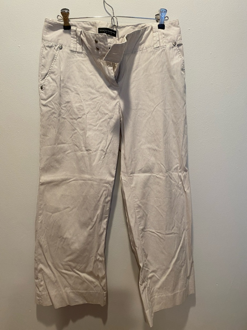 Grace Elements Women’s Gray and white Pinstripe flare leg slacks 8P